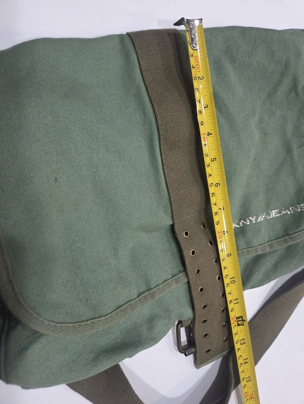 Dkny Olive Green Canvas Messenger Bag